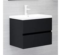 WIFESE Mobile sottolavabo nero, 60 x 38,5 x 45 cm, in legno per il bagno, mobiletto con 1 cassetto per la lavanderia, il suo bagno, linee pulite e design sottile