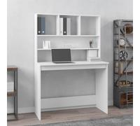 WIFESE Scrivania Computer 102x45x148 cm Scrivania con Mensole Scrivania Salvaspazio Scrivania Con Libreria Scrivania Cameretta Scrivania Moderna Scrivania Con Ripiani Bianca in Legno Multistrato