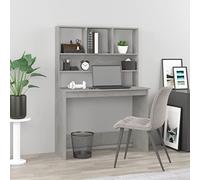 WIFESE Scrivania Mensole 102x45x148cm Legno Multistrato Scrivania Moderna Scrivania Con Ripiani Scrivania Salvaspazio Scrivania Con Libreria Scrivania Computer Scrivania Cameretta Grigio Cemento