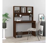 WIFESE Scrivania Multistrato con Libreria 102x45x148cm - Moderna, Ripiani, Salvaspazio per Computer e Cameretta in Legno Rovere Marrone