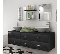 WIFESE Set di mobili da bagno con lavandino e rubinetto nero lavabo con mobiletto da bagno, mobili da bagno, mobili da bagno, mobili da bagno, mobili da bagno, design minimalista, stabile e durevole