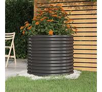WIFESE Vaso per piante in acciaio verniciato a polvere, 80 x 80 x 68 cm, colore antracite, grande aiuola rialzata in metallo, per esterni, per giardini, per patios