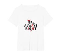 Wifey Mrs. Always Right Funny Marriage Citazione Maglietta, Donna Plus-Size, Bianco, 5X
