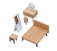 Wiffe Accessori per Camera da Letto per Bambole in plastica e | 5 mobili per casa delle bambole in miniatura includono poltrona, toletta e armadietto laterale per le