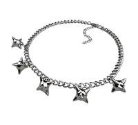 Wiffe Collana con ciondolo a forma di stella geometrica a otto lati senza data, catena in lega resistente con ciondolo a forma di clavicola per le donne in lega
