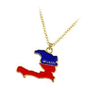 Wiffe Collana ' Isola Haiti Ciondolo in lega zinco lucido Accessorio unisex Gioielli dichiarazione da indossare tutti i giorni Collana con ciondolo con mappa Haiti