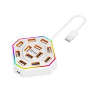 Wiffe Espansore porta desktop, bianco, 120 cm | Hub USB a 13 porte con porte dati di tipo C, 10 USB a, ingresso di alimentazione laterale tipo C