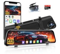 【WiFi】4K Specchietto Retrovisore Auto con Telecamera 12 Pollici Dash Cam Specchietto con Scheda 64G 170° Grandangolo Telecamera per Auto con WDR Visione Notturna G-sensor per DC12-24V SUV Pickup