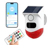 Wifi Allarme casa, Allarme Solare con Sensore di Movimento, Allarme Esterno Resistente alle Intemperie, 0~120dB di Volume, Controllo Remoto, Impostazione Temporizzata, con Telecomando, 3 Modalità