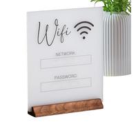 WiFi Code Sign Acrylic | WiFi Signage with Wooden Base for, Sign for Home, Guests, Hosts, Home Commerce Centerpieces Decor