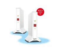 Fritz!Mesh Set 4200, set da 2 pezzi (2 X Fritz!Ripetitore, ideale per router Internet o modem in fibra ottica (ONT), copertura Wi-Fi per 3-5 stanze, Triband Wi-Fi 6 fino a 4.200 Mbit/s, versione