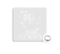 WIFI per termostato intelligente per Tuya & Matter, interruttore elettrico per riscaldamento a pavimento con touch screen 2.5D, controllo remoto tramite app, stazione meteo, 5A, bianco (GB)