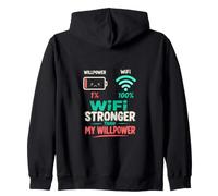 WiFi Piu Forte della Mia Volonta Humor Tech Felpa con Cappuccio