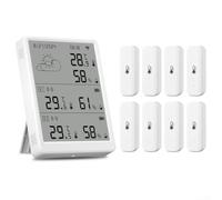 WiFi RF433 Sensore di umidità di temperatura con schermo LCD per Tuya 100m Range, monitoraggio remoto, notifiche app (1* Monitor + 8* Sensore)