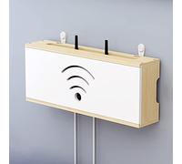 Wifi Router Storage Box Mensola da parete per nascondere router in legno massello con alimentatore luce Cat Plug Hub 40 cm finitura bianca
