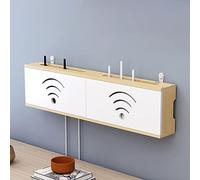Wifi Router Storage Box Mensola da parete per router nascosto in legno massello alimentatore con luce Cat Plug Row Hub Board 60 cm finitura bianca