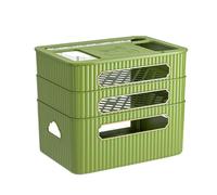 WiFi Routers Storage Box，TV accessory organization,3 Tier Plastic Multifunctional Power Cord Socket Shelf for Cable Boxes, Remotes, Game Consoles and TV Components(verde)
