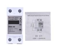 Wifi Smart Electricity Meter Intelligent Energy Monitor con consumo di energia in tempo reale Controllo vocale per il Monte della ferrovia di Home Office White 8x7.7x3,7 cm