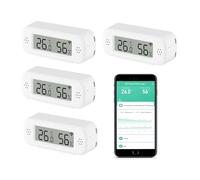 WiFi Thermometer Hygrometer Indoor: Smart Temperature Sensor, Digital Humidity Monitor with App and Data Logging, Compatible with Alexa, for Bedroom, Greenhouse, Cellar (4 pezzi)