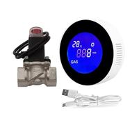 WIFI Tuya Rilevatore Di Fughe Di Gas GPL Naturale Con Elettrovalvola Elettrica Spegnimento Intelligente Automatico Sensore Di Allarme Perdite Di Metano CH4 Facile Da Usare(With DN15 Valve)