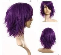 Wig Anime Cosplay Anime Kuroko no Basket Murasakibara Atsushi Parrucca Cosplay capelli lunghi ondulati viola con coda di cavallo lunga 60 cm Cosplay viola parrucche + cappuccio parrucca taglia unica
