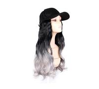 Wig Cap Berretto da baseball nero alla moda con parrucca Parrucca for capelli sintetica ondulata lunga for regolabile(3)