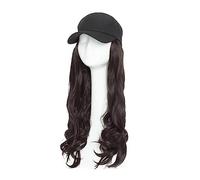 Wig Cap Berretto da baseball sintetico con capelli lunghi ondulati cappello parrucca estensioni dei parrucchino naturale for le donne(3)