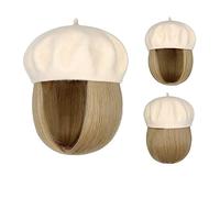 Wig Cap Bob Hat Wig 9,5 pollici dritto corto sintetico Bobo parrucche cappello con capelli naturali(16)