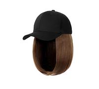 Wig Cap Cap Parrucca sintetica Estensioni dei capelli Parrucche for for donna Berretto da baseball Hip Hop regolabile in fibra ad alta temperatura Bob corto dritto(6)