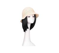 Wig Cap Cappello da donna Cappelli sole estivi pescatore bianco con parrucchino Parrucca for Cappellino a forma di onda for capelli finti Ragazze(D)