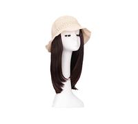 Wig Cap Cappello da donna Cappelli sole estivi pescatore bianco con parrucchino Parrucca for Cappellino a forma di onda for capelli finti Ragazze(B)