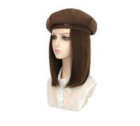 Wig Cap Cappello for parrucca for alla moda da donna Berretto for capelli lisci di media lunghezza con for regolabile(B)
