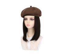 Wig Cap Cappello for parrucca for alla moda da donna Berretto for capelli lisci di media lunghezza con for regolabile(C)