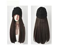 Wig Cap Parrucca a cappello lungo e dritto Parrucche sintetiche for capelli Nero Marrone Rosa a regolabile naturale da 24 pollici for la festa della ragazza(6)