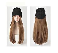 Wig Cap Parrucca a cappello lungo e dritto Parrucche sintetiche for capelli Nero Marrone Rosa a regolabile naturale da 24 pollici for la festa della ragazza(4)