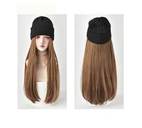 Wig Cap Parrucca a cappello lungo e dritto Parrucche sintetiche for capelli Nero Marrone Rosa a regolabile naturale da 24 pollici for la festa della ragazza(5)