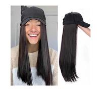 Wig Cap Parrucca da baseball ondulata lunga caschetto sintetica naturale Parrucche cappello nero bianco Berretto con capelli Naturalmente collega il berretto(1)