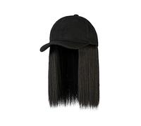 Wig Cap Parrucca da berretto baseball lunga e dritta con cappello nero/bianco for le donne Parrucche for capelli sintetici Collegare naturalmente la parrucca del regolabile(11)