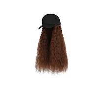 Wig Cap Parrucca da berretto baseball lunga e dritta con cappello nero/bianco for le donne Parrucche for capelli sintetici Collegare naturalmente la parrucca del regolabile(19)