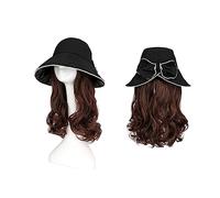 Wig Cap Parrucca for cappello da sole Parrucche sintetiche ricci ondulate 18 pollici Cappello naturale con parrucca for capelli Cappuccio for estensione attaccato(4)