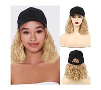 Wig Cap Parrucca sintetica con cappello a caschetto ondulato corto for donna Berretto da baseball estensioni dei capelli ad onda d'acqua in fibra alta temperatura regolabile(5)