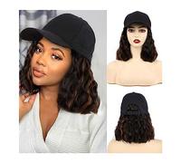Wig Cap Parrucca sintetica con cappello a caschetto ondulato corto for donna Berretto da baseball estensioni dei capelli ad onda d'acqua in fibra alta temperatura regolabile(8)