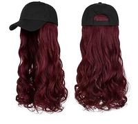 Wig Cap Parrucca sintetica ondulata lunga Berretto da baseball con estensioni for capelli Cappello Parrucche Osso nera naturale regolabile for donna(3)