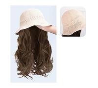 Wig Cap Parrucche for capelli resistenti al calore a onde lunghe sintetiche naturali ricci con berretto for cappello Parrucca for naturalmente collegata for le donne(4)