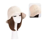Wig Cap Parrucche for capelli resistenti al calore a onde lunghe sintetiche naturali ricci con berretto for cappello Parrucca for naturalmente collegata for le donne(5)
