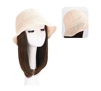 Wig Cap Parrucche for capelli resistenti al calore a onde lunghe sintetiche naturali ricci con berretto for cappello Parrucca for naturalmente collegata for le donne(9)