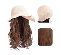 Wig Cap Parrucche for capelli resistenti al calore a onde lunghe sintetiche naturali ricci con berretto for cappello Parrucca for naturalmente collegata for le donne(2)