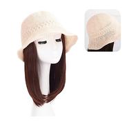 Wig Cap Parrucche for capelli resistenti al calore a onde lunghe sintetiche naturali ricci con berretto for cappello Parrucca for naturalmente collegata for le donne(7)