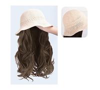 Wig Cap Parrucche for capelli resistenti al calore a onde lunghe sintetiche naturali ricci con berretto for cappello Parrucca for naturalmente collegata for le donne(1)