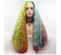 Wig Cap Rainbow Rainbow Gradiente misto Wave naturale r Sintetico Front parrucca anteriore Long riccio sintetico Long ondulato ondulato naturale cosplay femminile femminile festa fantasia abito ad att